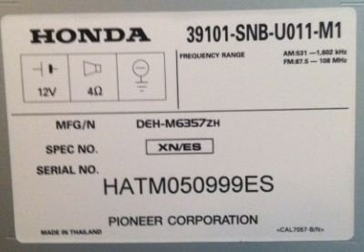 Unlock Honda Radio Code