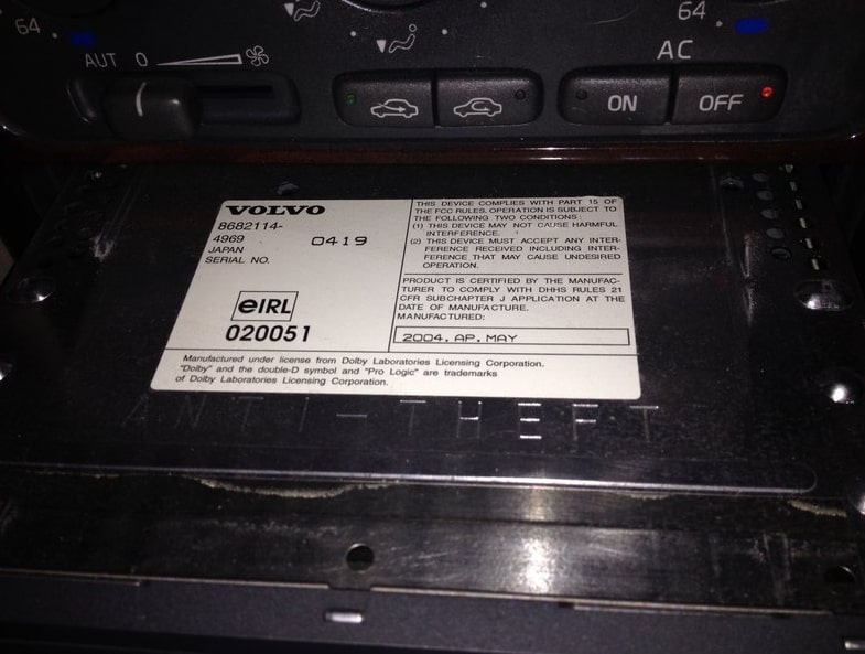 Volvo XC90 Radio Code