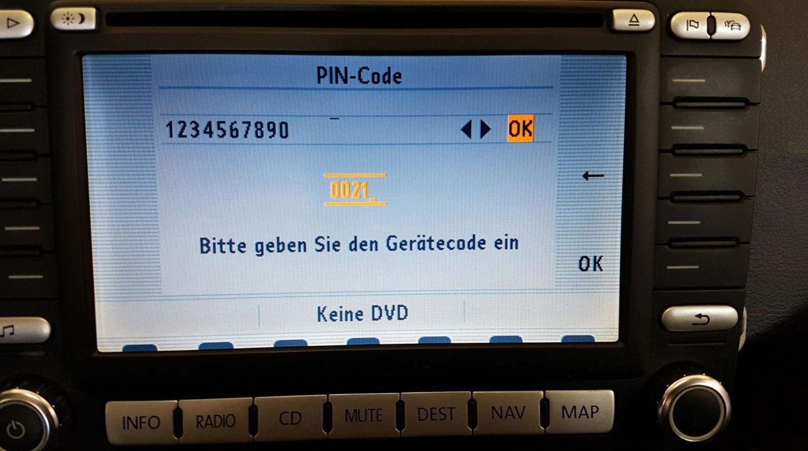 VW Navigation Radio Code