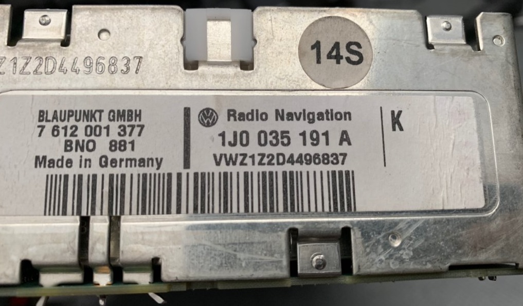 VW Navigation Serial Number